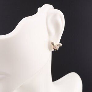 Women's 14k Gold Silver Mickey Mouse Novelty CZ Mini Stud Earrings Screw Post **